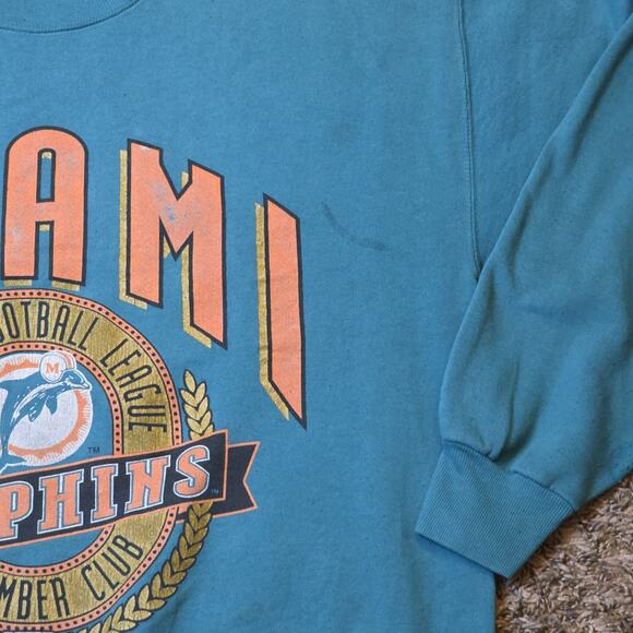 Vintage Nutmeg Sweatshirt Sweater Miami Dolphins NFL USA Crewneck Teal Mens XL - Picture 5 of 7